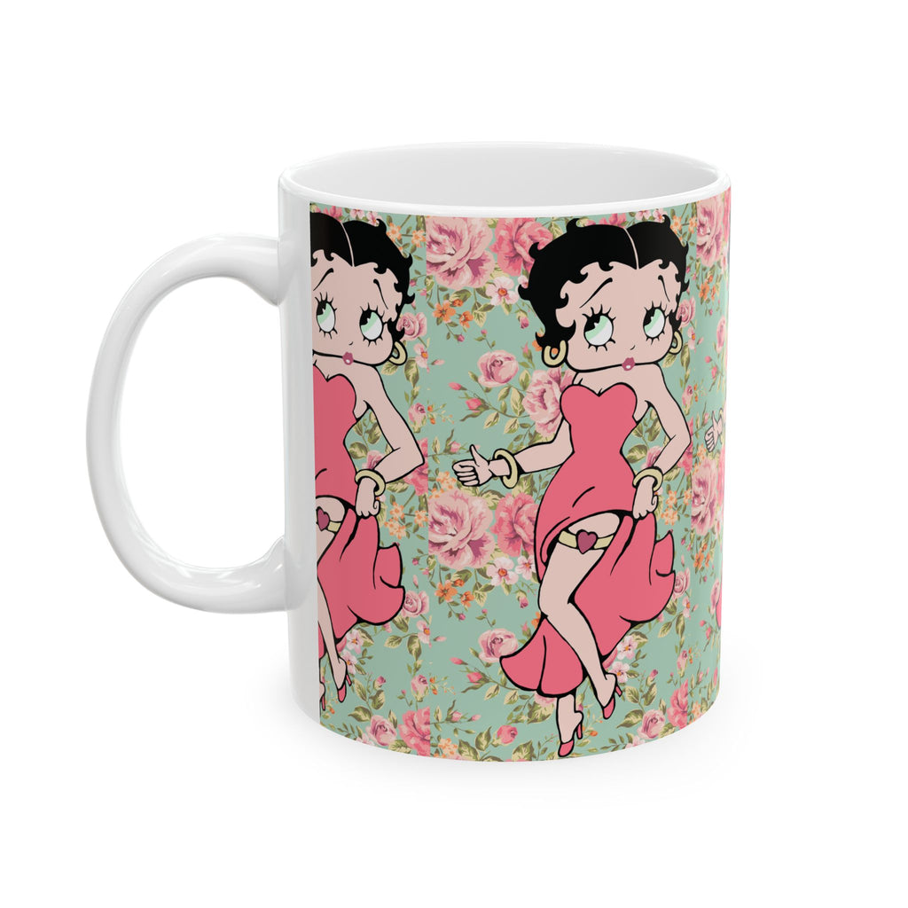 Betty Boop Floral Ceramic Mug — Retro Pin-Up Coffee Cup (11oz & 15oz)