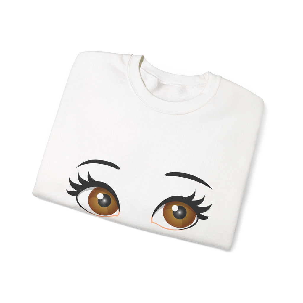 Kiss Face Crewneck Sweatshirt – Cute Big Eyes & Pink Lip Print