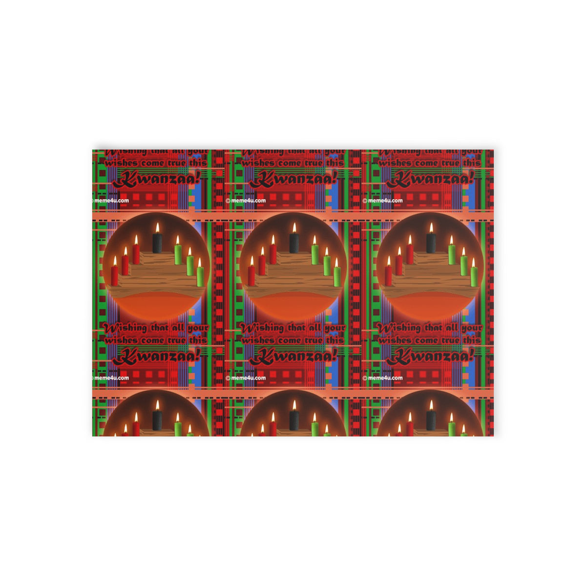 Holiday Card — Festive Candle Plaid Two-Sided Greeting Card
