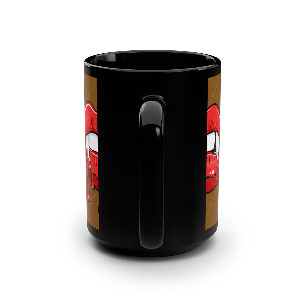 Vampire Bite Dripping Lips 15oz Black Coffee Mug