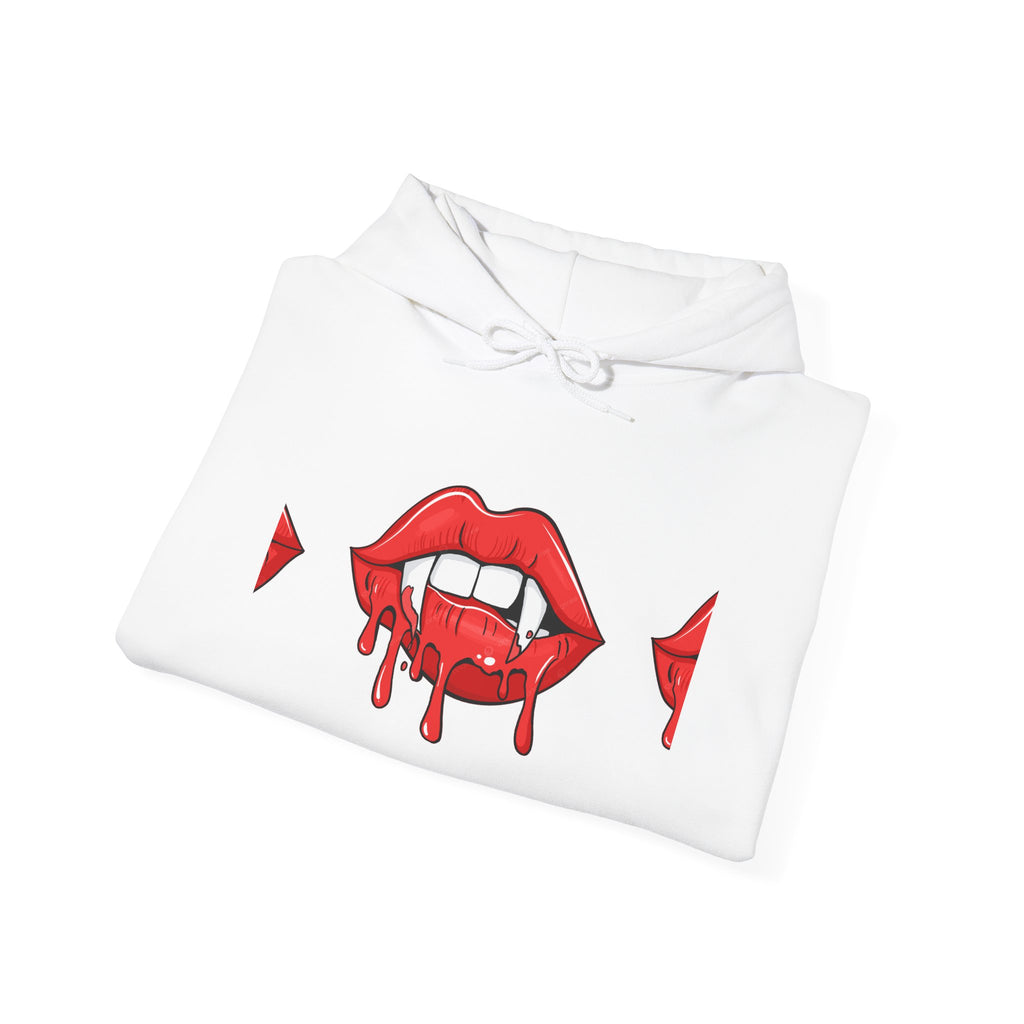 Dripping Red Lips Hoodie — Vampire Bite Graphic Pullover