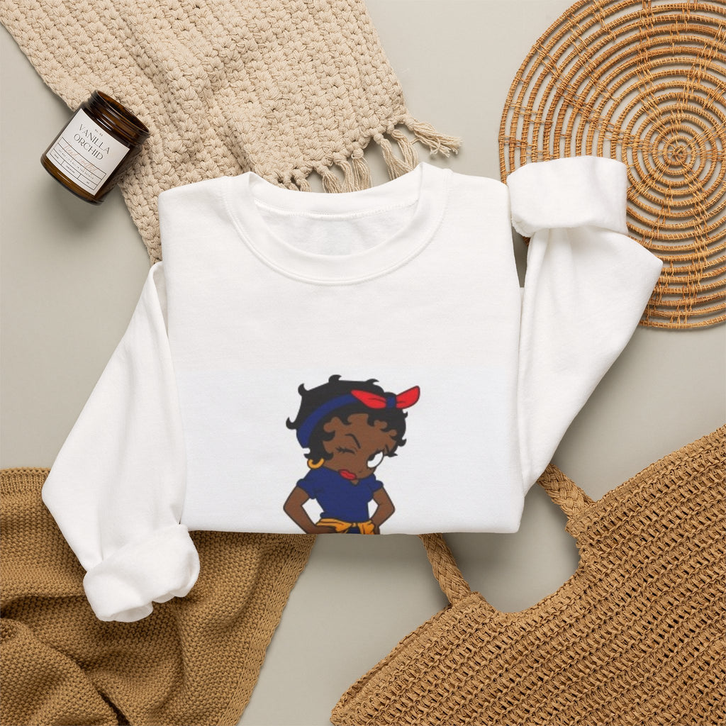 Crewneck Sweatshirt — Cute Girl Illustration Graphic