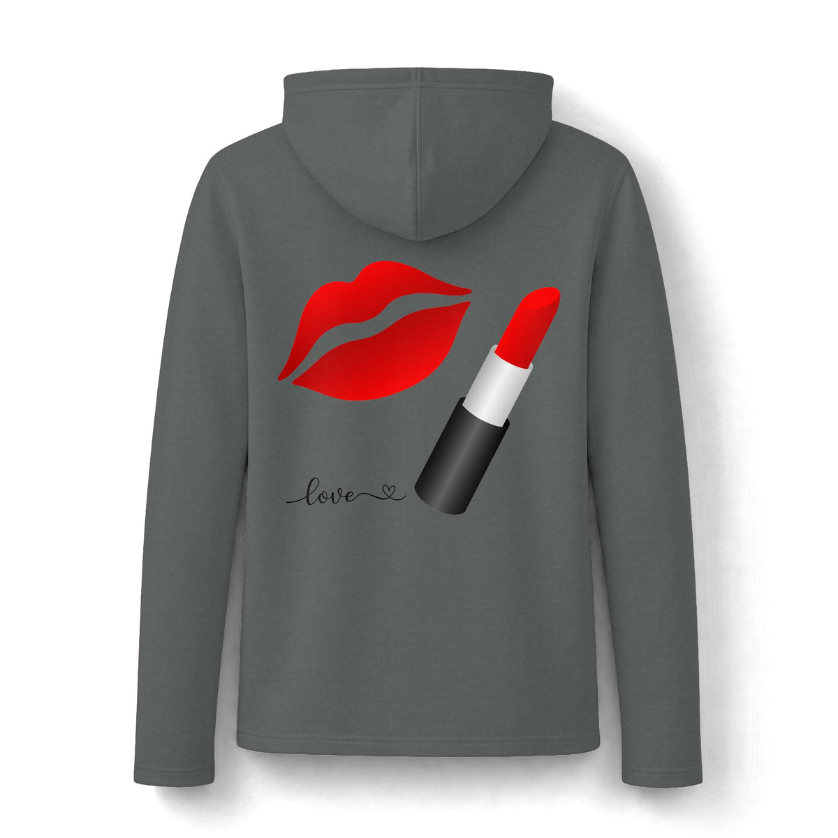 Women's Lipstick Kiss Hoodie — Fashion Graphic Long Sleeve Hooded Top