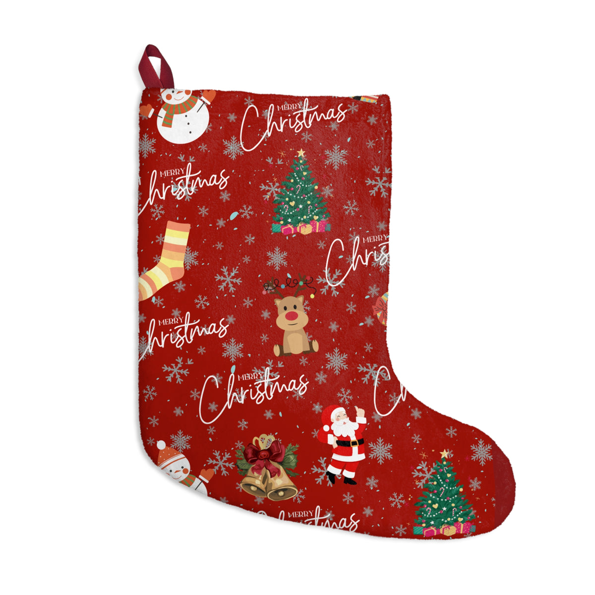 Pink Holiday Stocking with Gifts & Cocoa Pattern — Christmas Stocking