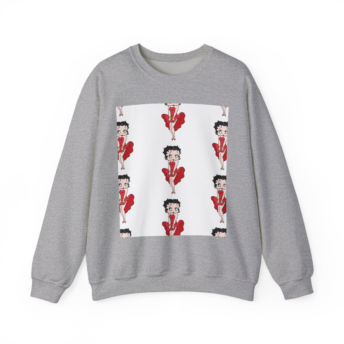 Crewneck Sweatshirt — Retro Betty Boop Patterned Graphic