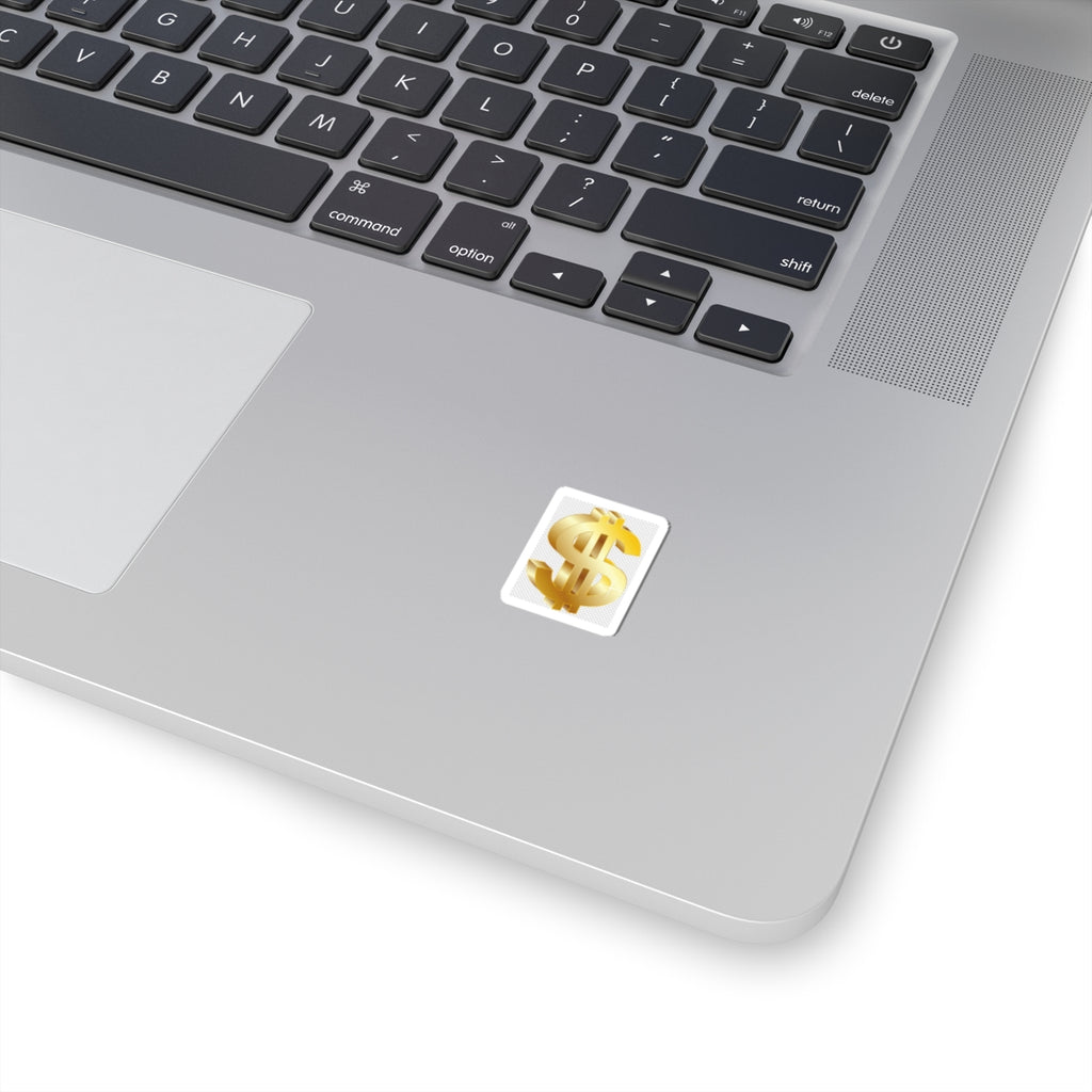 Gold Dollar Sign Sticker — Glossy Kiss-Cut Money Icon for Laptops, Journals & Gifts