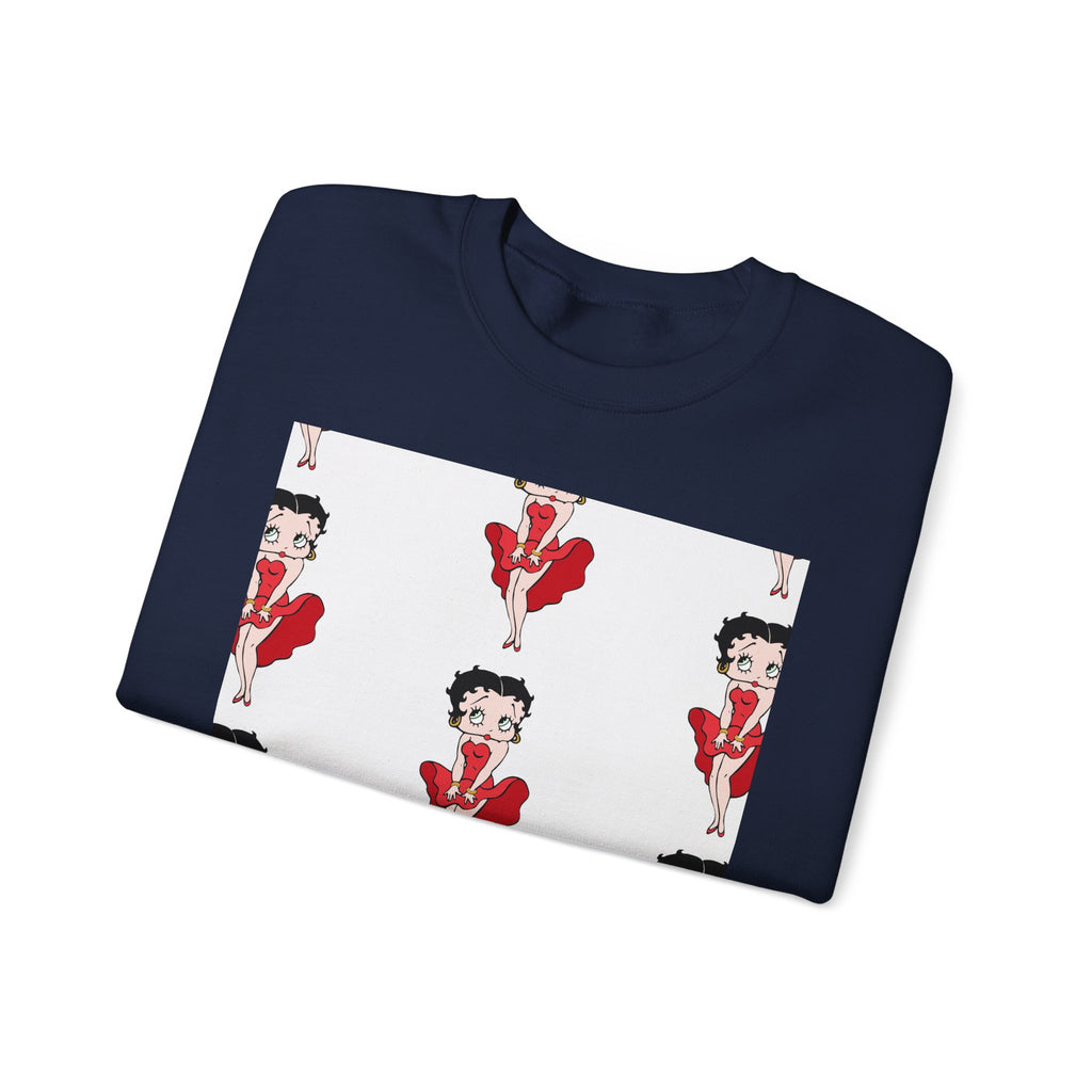 Crewneck Sweatshirt — Retro Betty Boop Patterned Graphic