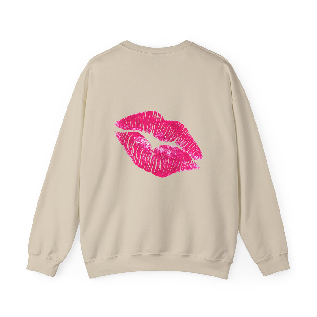 Kiss Face Crewneck Sweatshirt – Cute Big Eyes & Pink Lip Print