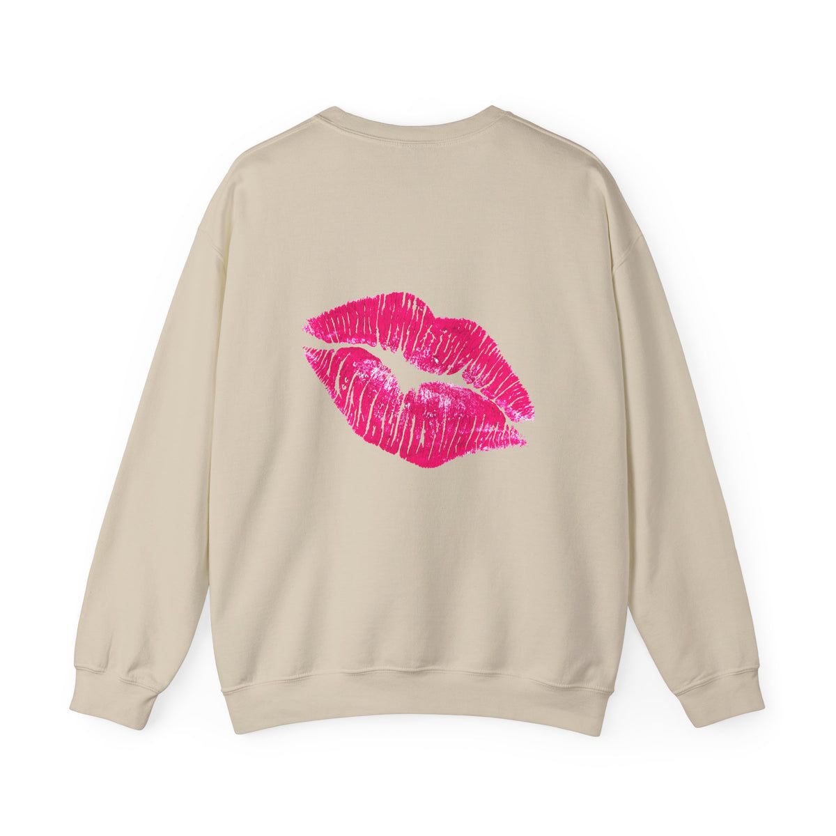 Kiss Face Crewneck Sweatshirt – Cute Big Eyes & Pink Lip Print