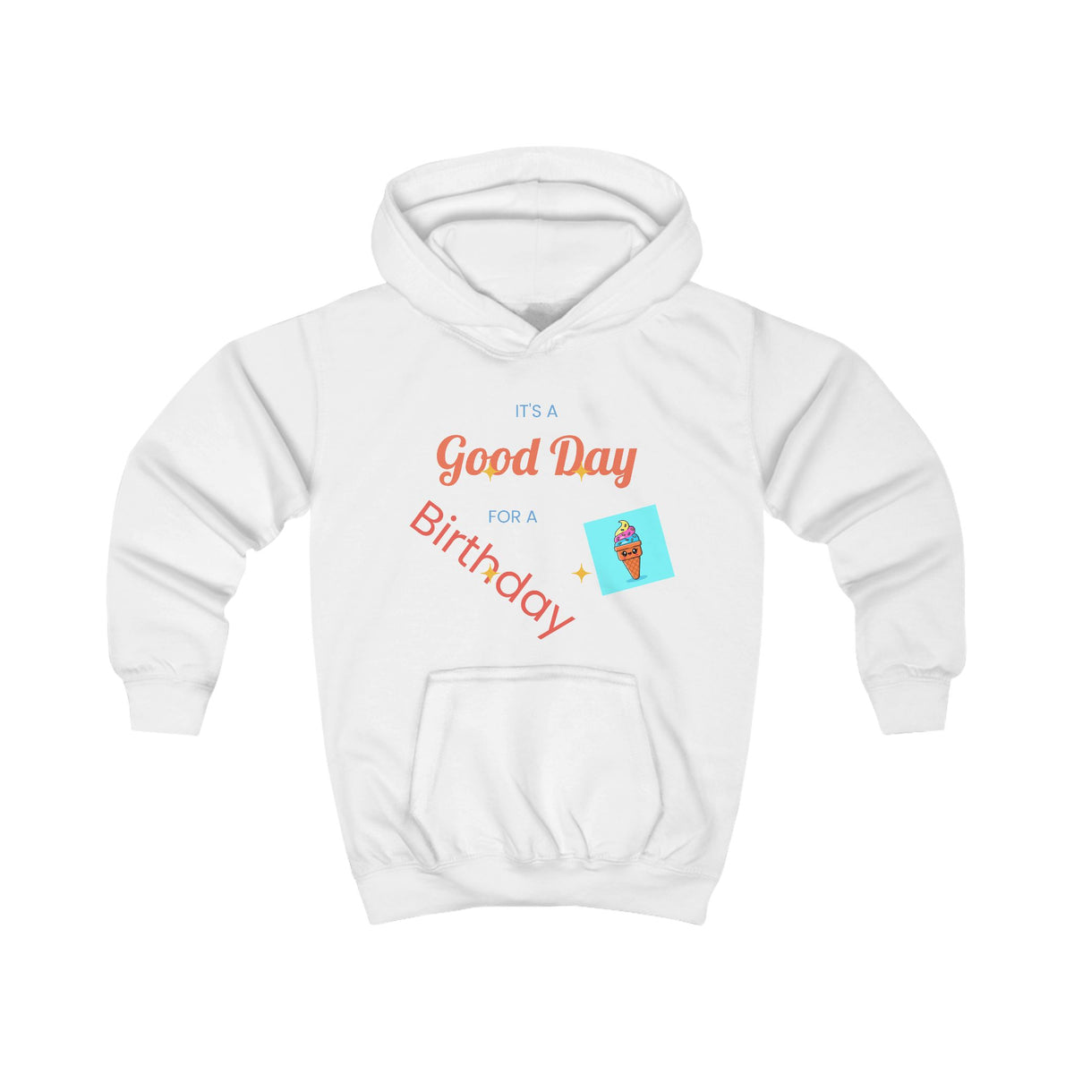Kids Hoodie — 'Good Day for a Birthday' Ice Cream Cone Graphic Hoodie