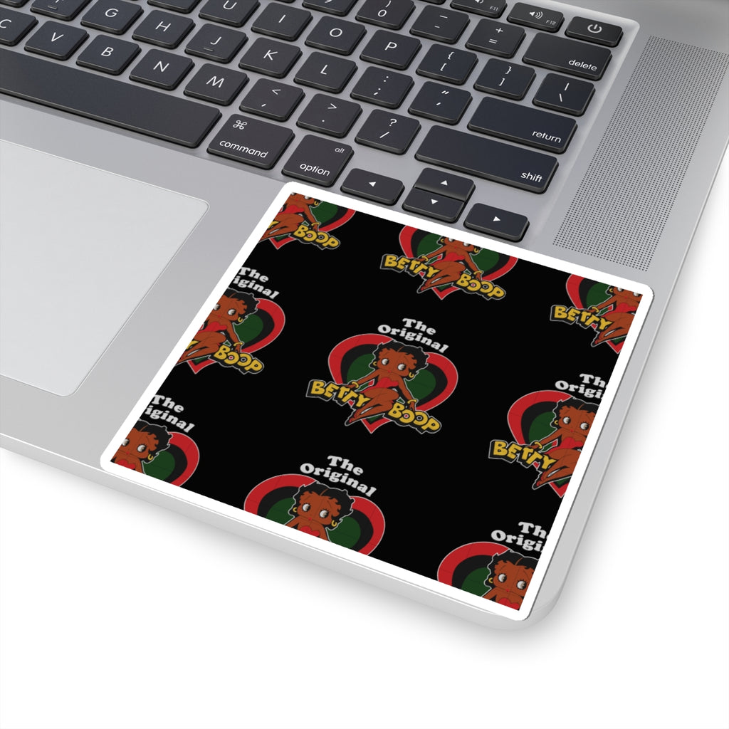 Betty Boop 'The Original' Heart Pattern Kiss-Cut Sticker — Retro Cartoon Laptop Decal