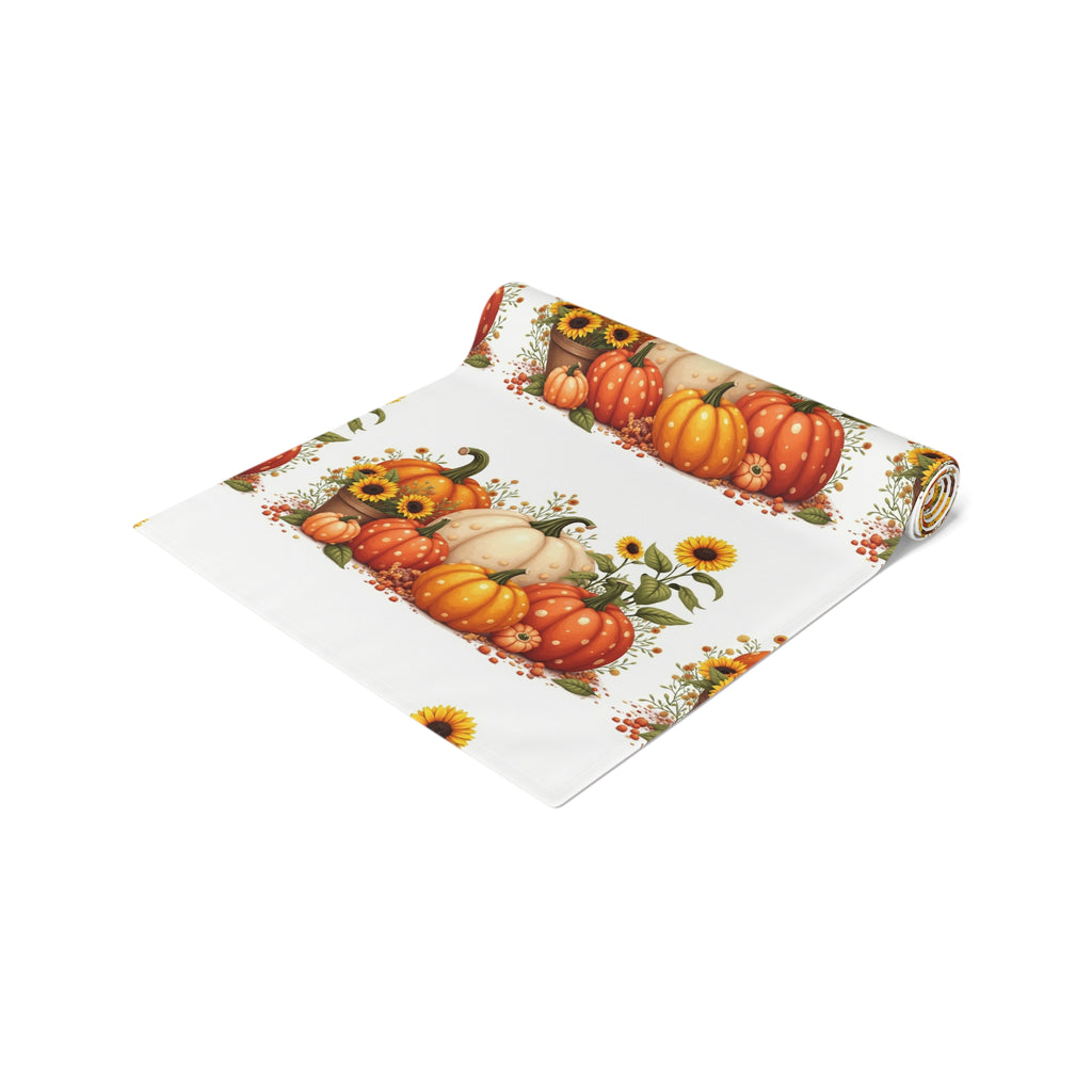 Nautical Lighthouse Cotton-Poly Table Runner — Coastal Blue Harbor Pattern