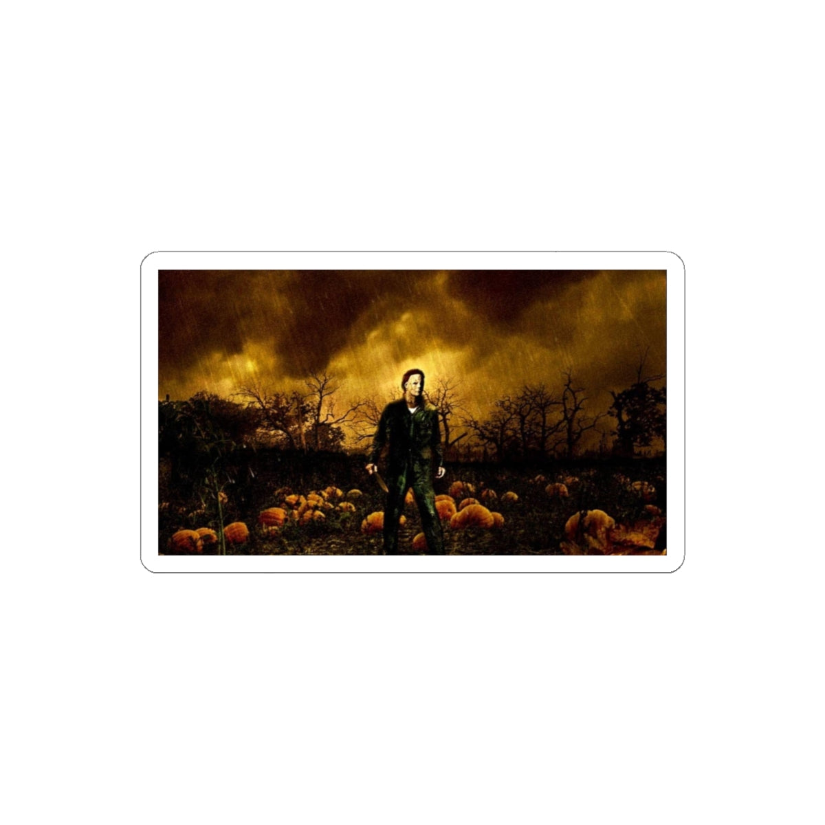 Horror Pumpkin Field Sticker — Michael Myers Halloween Kiss-Cut Decal