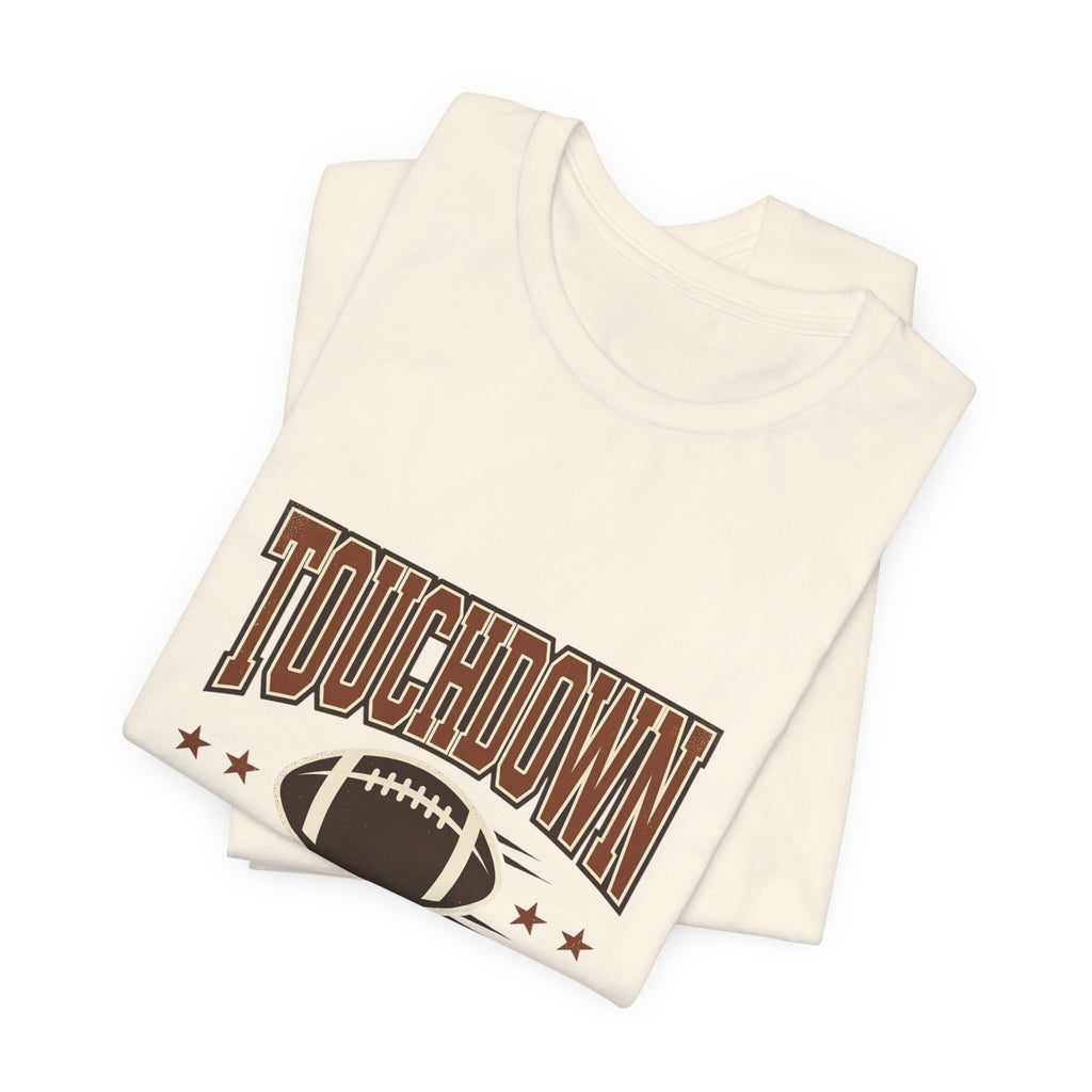 Touchdown Is Here T-Shirt | Football Season Retro Helmet & Script