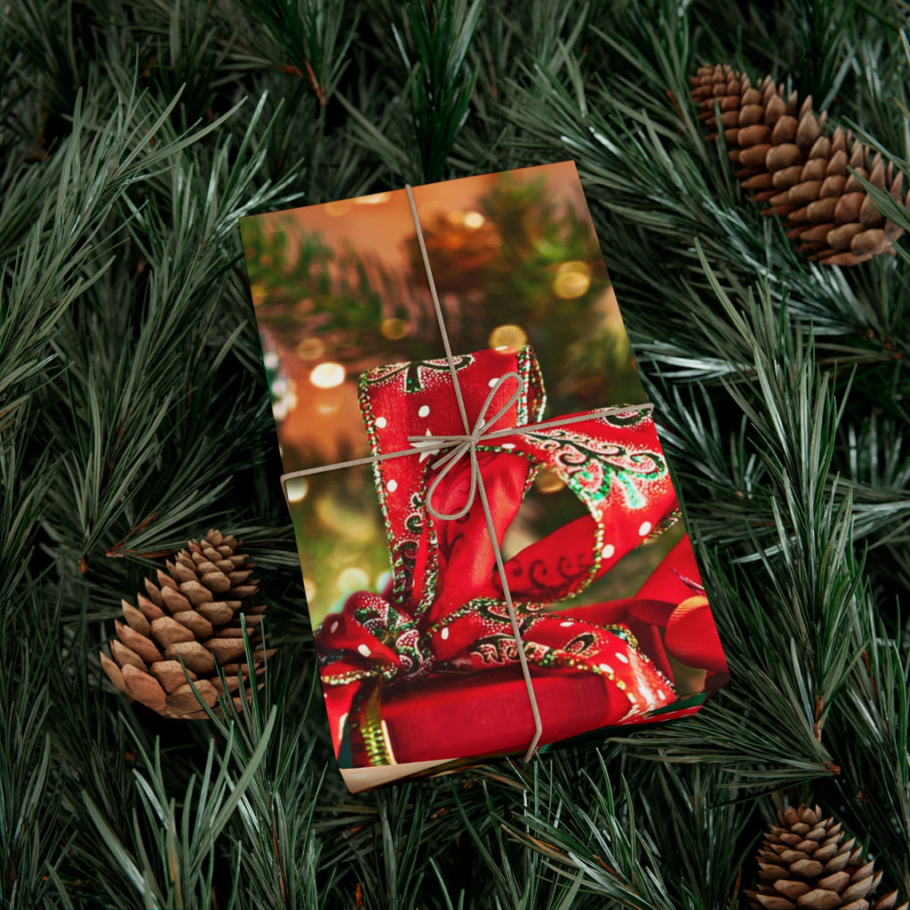 Christmas Gift Wrap Paper — Festive Presents & Bokeh Lights Holiday Wrapping