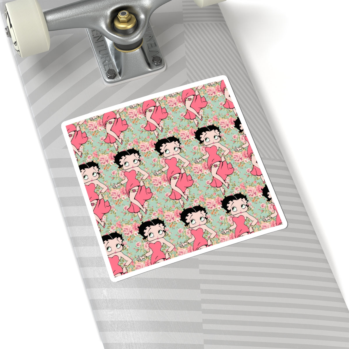 Betty Boop Floral Pattern Kiss-Cut Sticker — Retro Pin-Up Laptop Decal