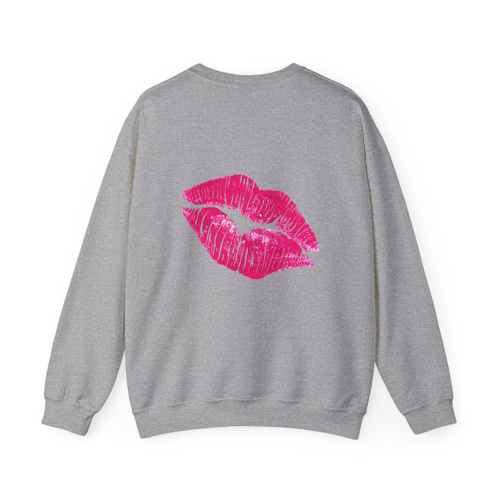 Kiss Face Crewneck Sweatshirt – Cute Big Eyes & Pink Lip Print