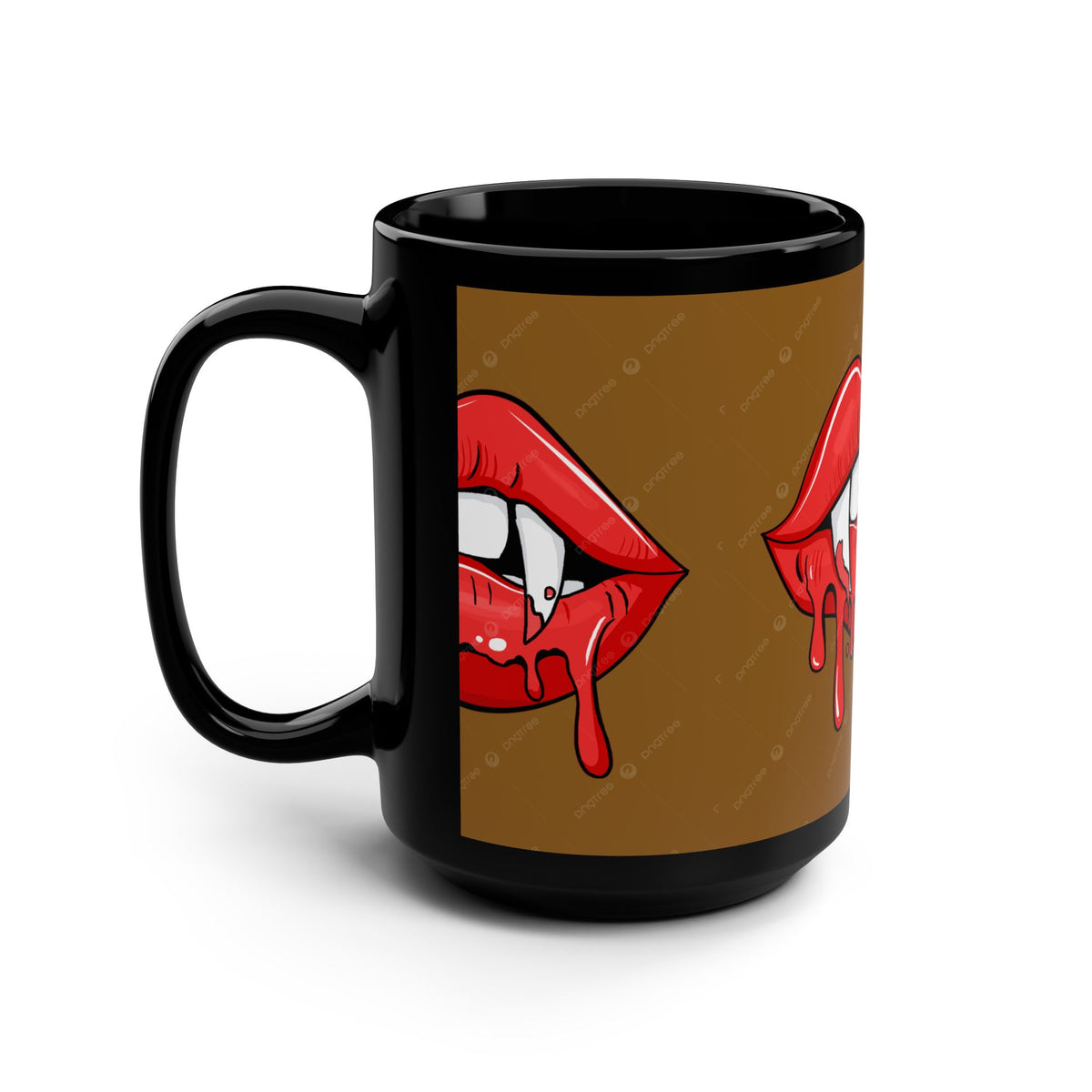 Vampire Bite Dripping Lips 15oz Black Coffee Mug