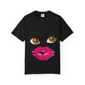 Kiss Face T-Shirt — Playful Lip Print Tee with Flirty Eyes