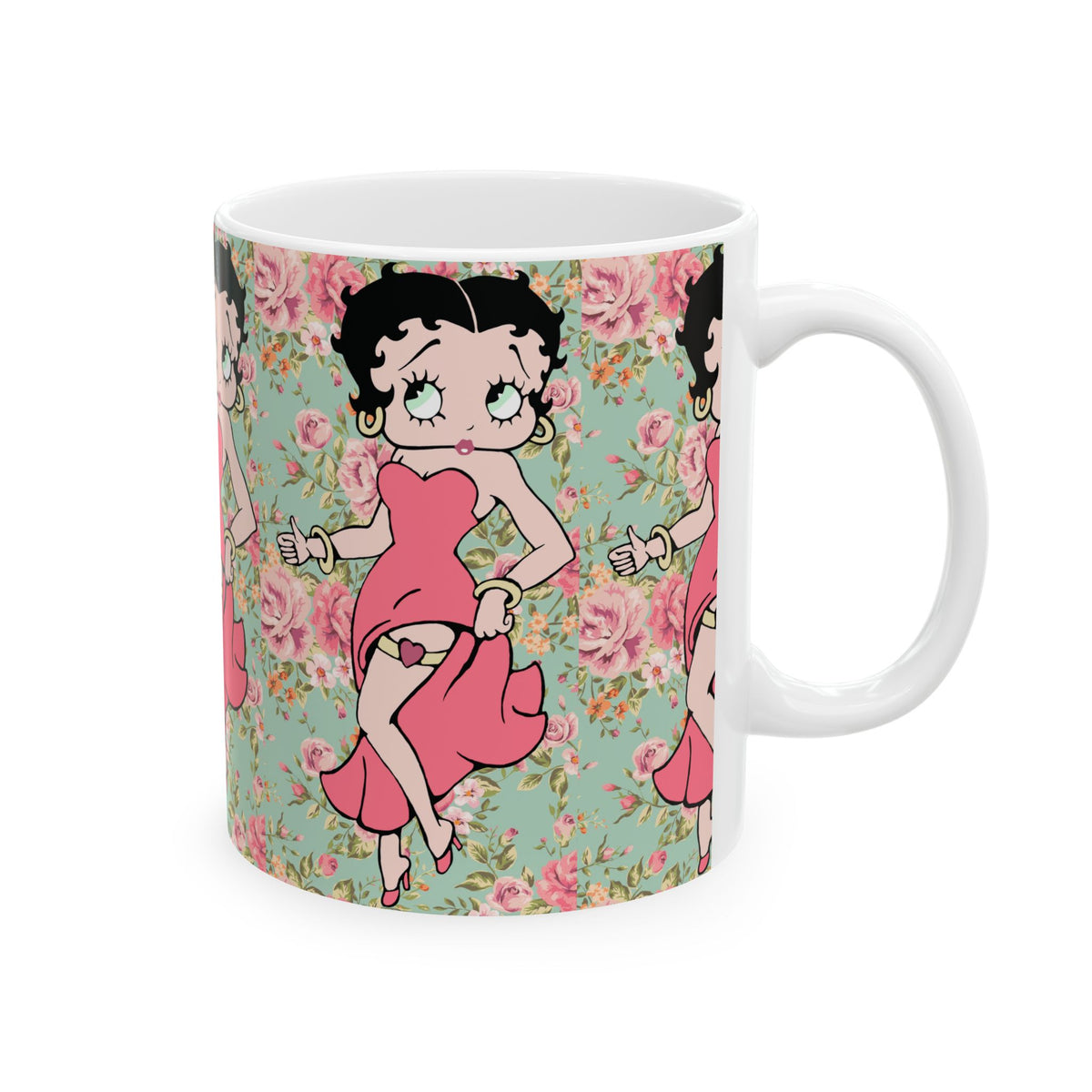 Betty Boop Floral Ceramic Mug — Retro Pin-Up Coffee Cup (11oz & 15oz)