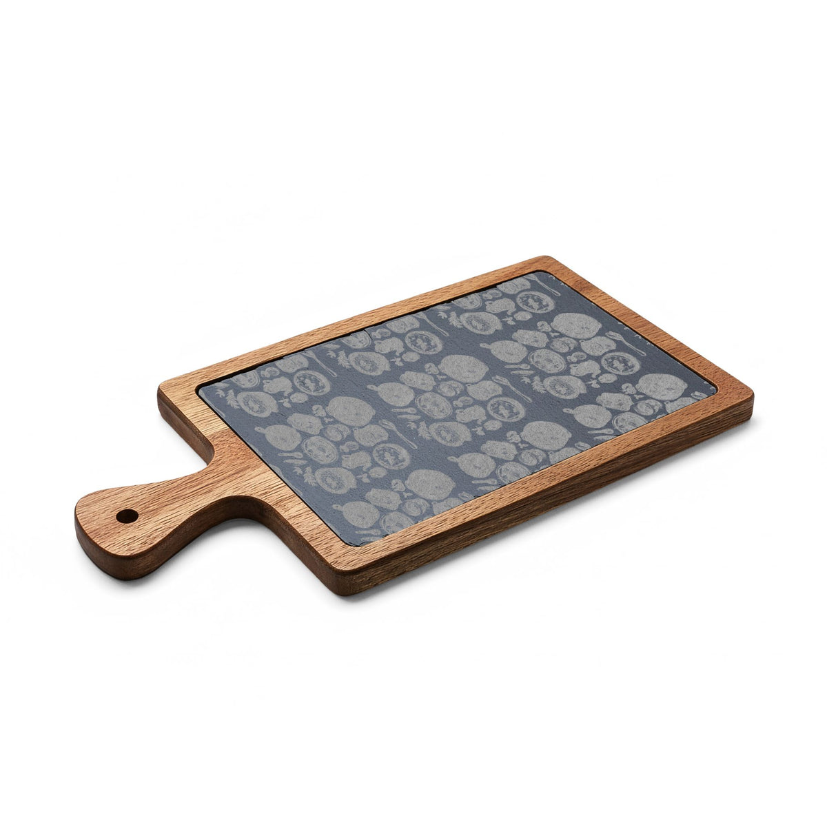 Engraved Bamboo Charcuterie Board with Cheese Knives — Floral Slate Inlay