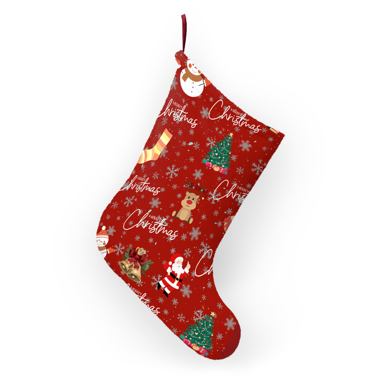 Pink Holiday Stocking with Gifts & Cocoa Pattern — Christmas Stocking