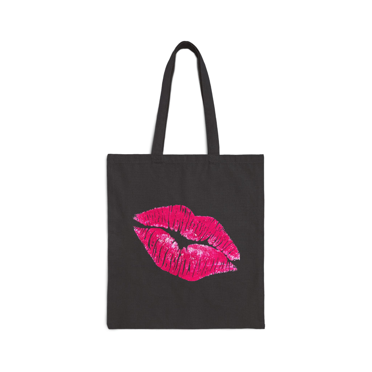 Kiss Me Face Canvas Tote - Cute Lips & Eyes Reusable Bag