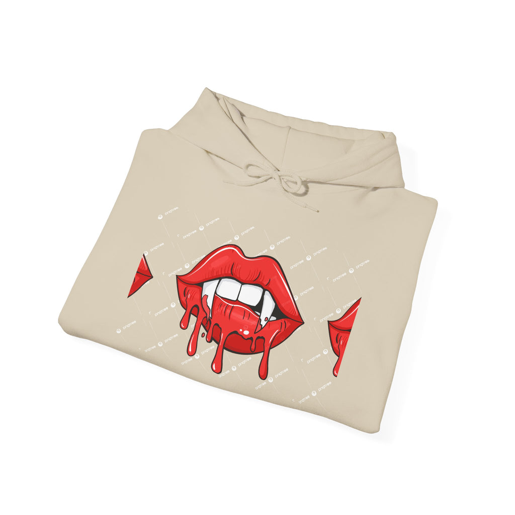 Dripping Red Lips Hoodie — Vampire Bite Graphic Pullover