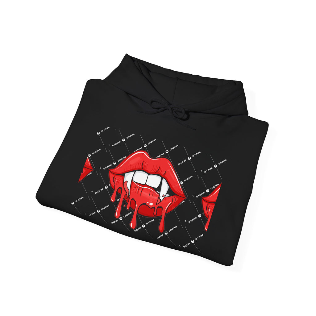 Dripping Red Lips Hoodie — Vampire Bite Graphic Pullover