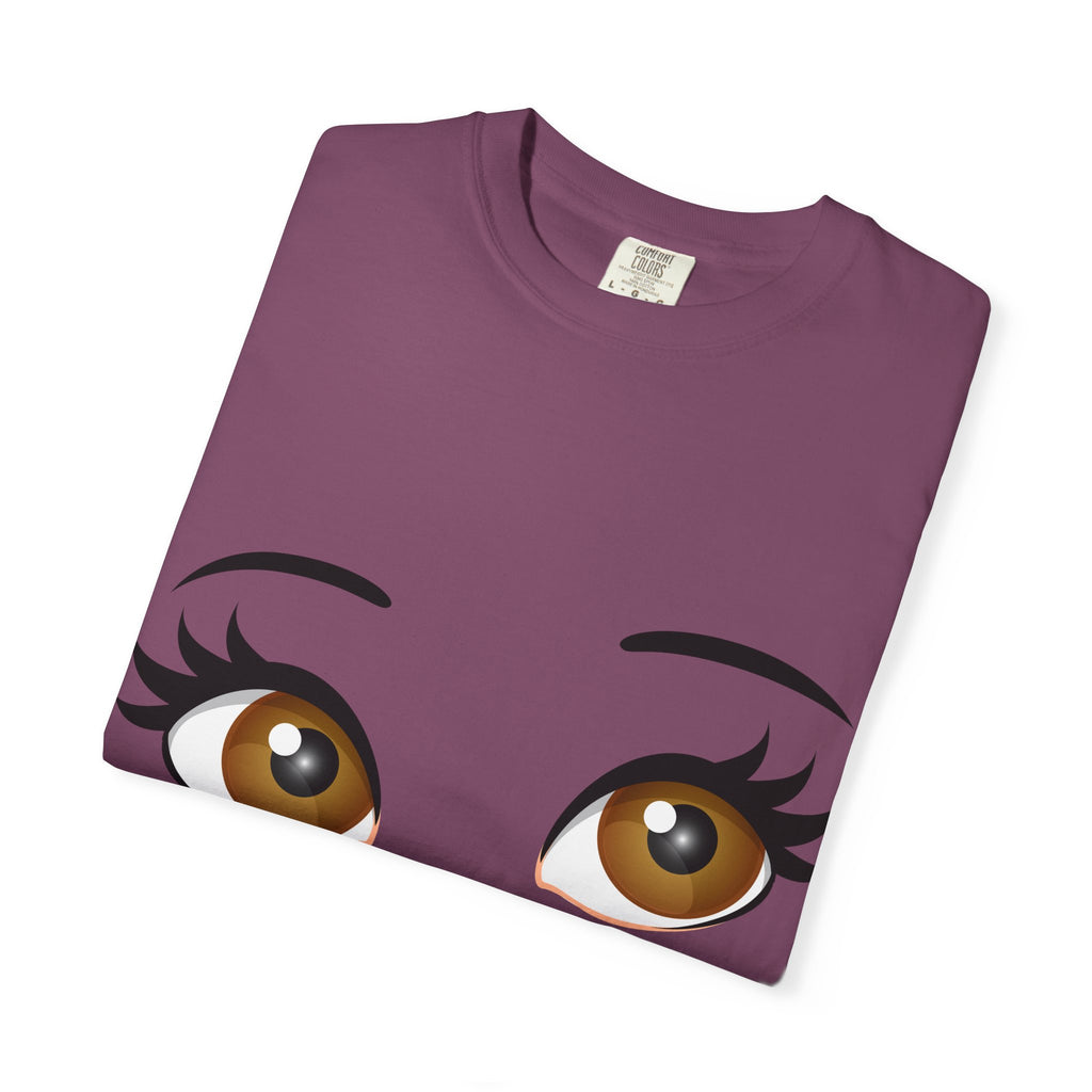 Kiss Face T-Shirt — Playful Lip Print Tee with Flirty Eyes