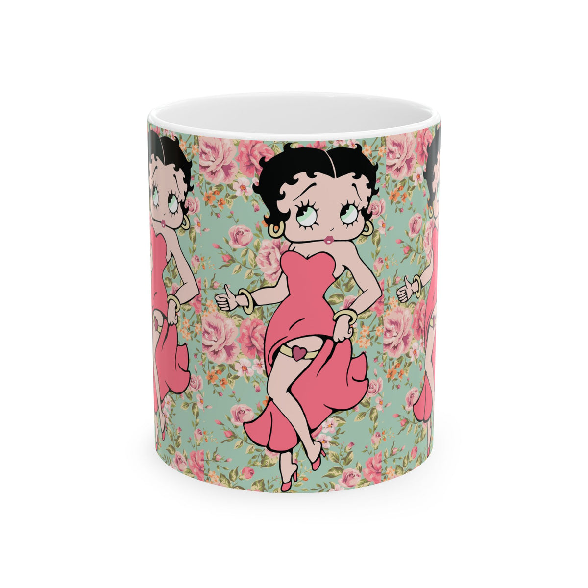 Betty Boop Floral Ceramic Mug — Retro Pin-Up Coffee Cup (11oz & 15oz)