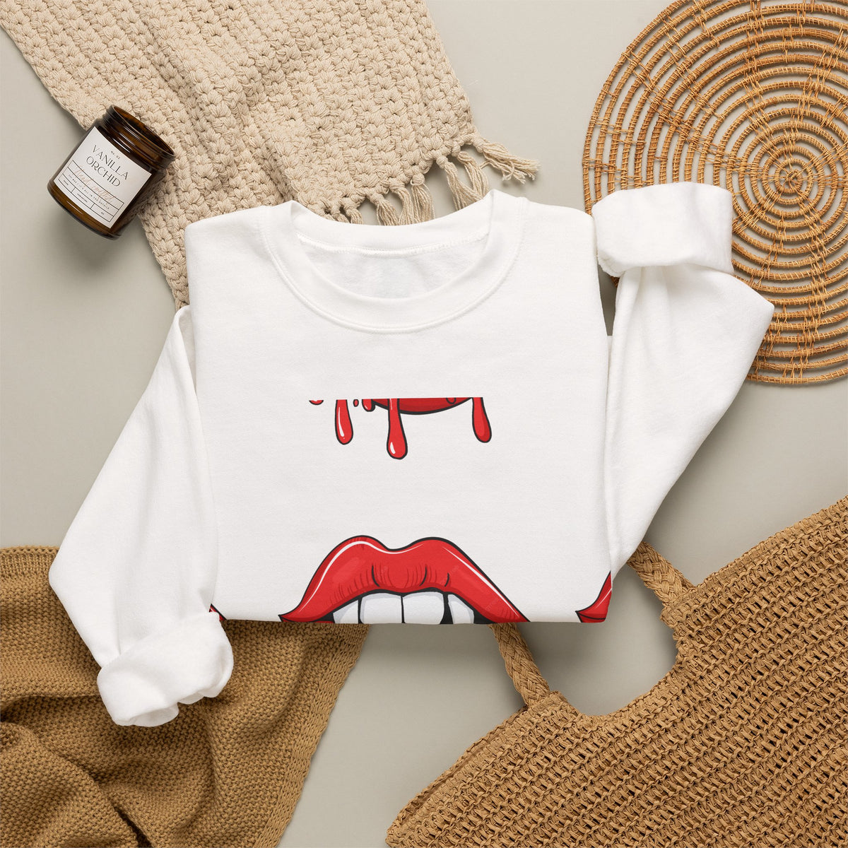 Bloody Lips Graphic Crewneck Sweatshirt