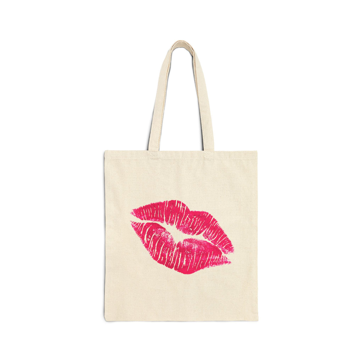 Kiss Me Face Canvas Tote - Cute Lips & Eyes Reusable Bag