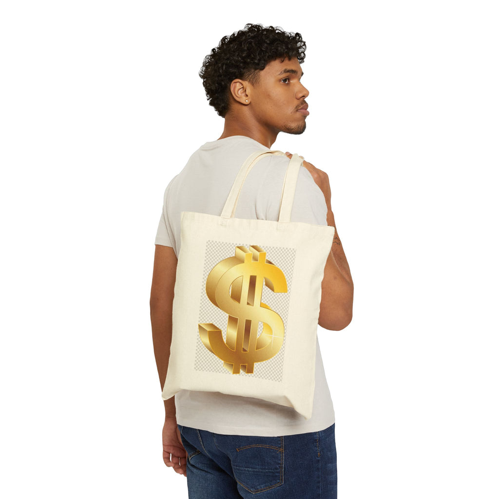 Gold Dollar Sign Canvas Tote Bag – Minimalist Money Symbol Eco Shopper