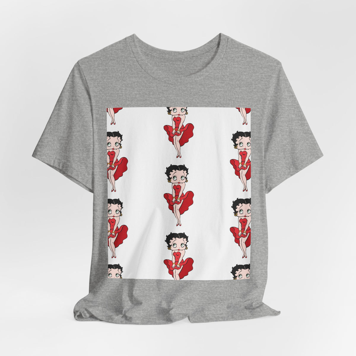 Betty Boop Red Dress Pattern Tee — Retro Pinup Cartoon Graphic T-Shirt