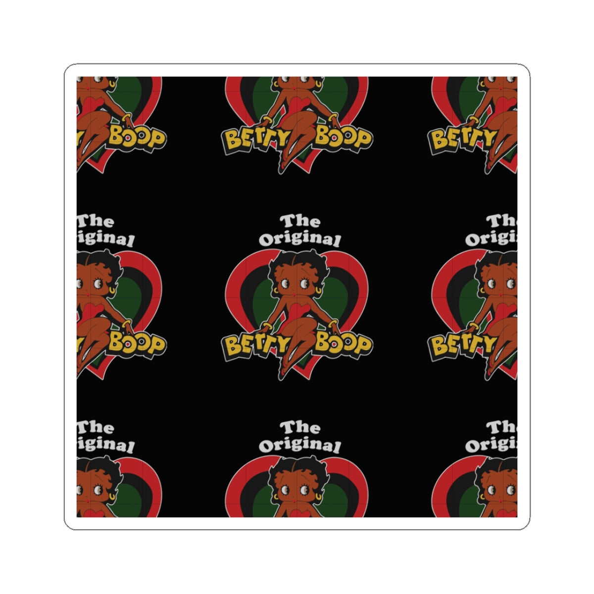 Betty Boop 'The Original' Heart Pattern Kiss-Cut Sticker — Retro Cartoon Laptop Decal