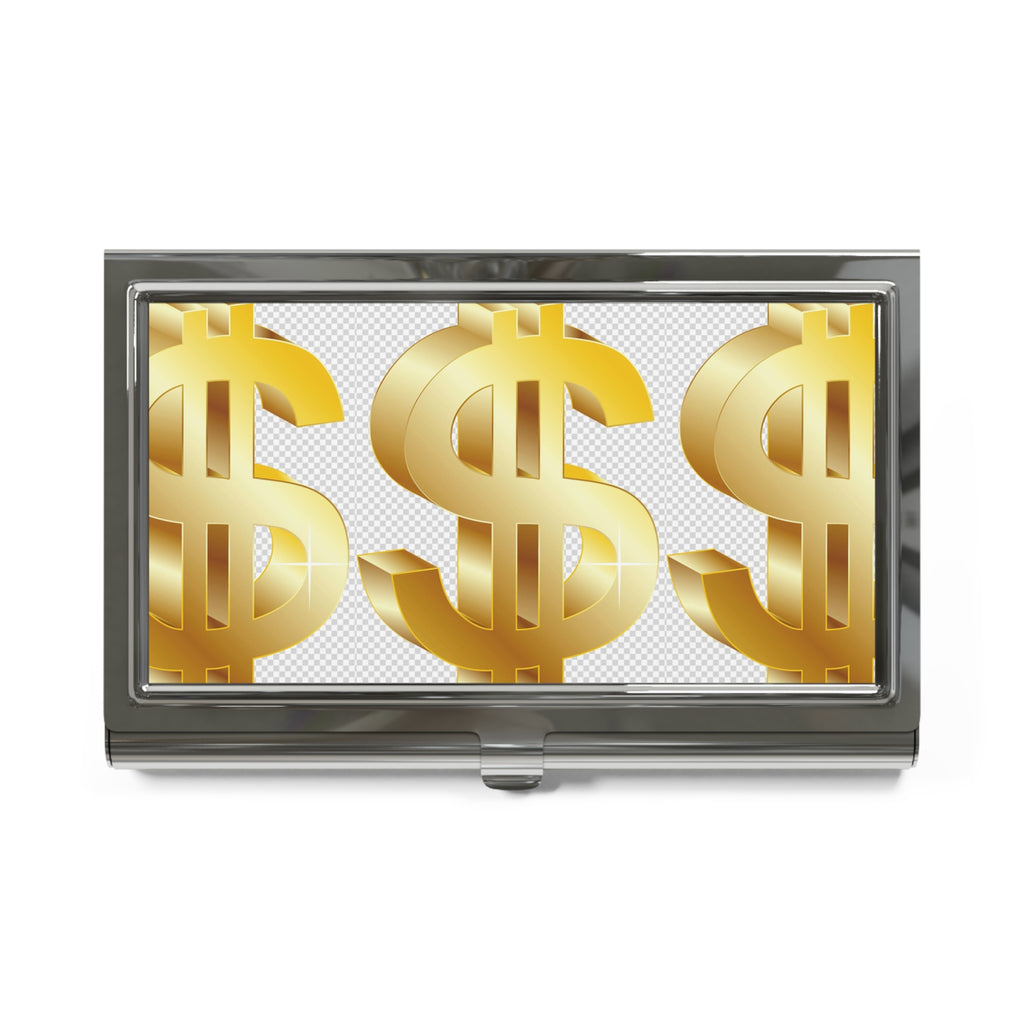 Business Card Holder — Gold Dollar Sign Metallic Case