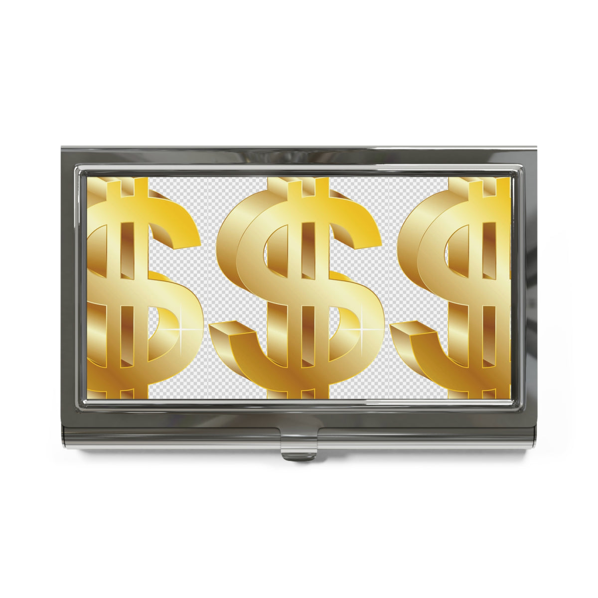 Business Card Holder — Gold Dollar Sign Metallic Case