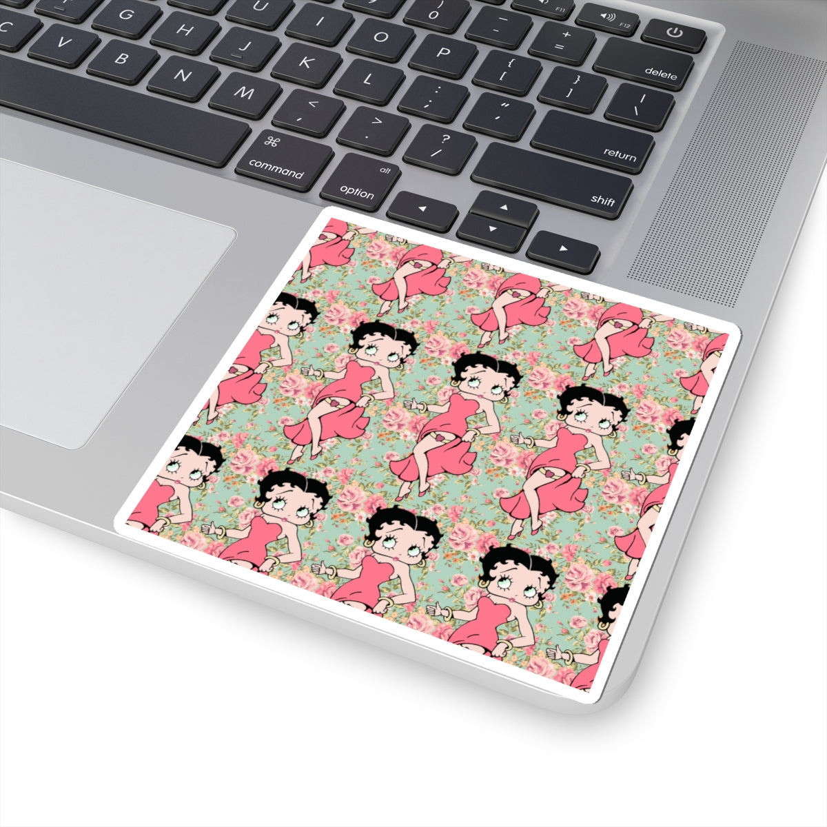 Betty Boop Floral Pattern Kiss-Cut Sticker — Retro Pin-Up Laptop Decal