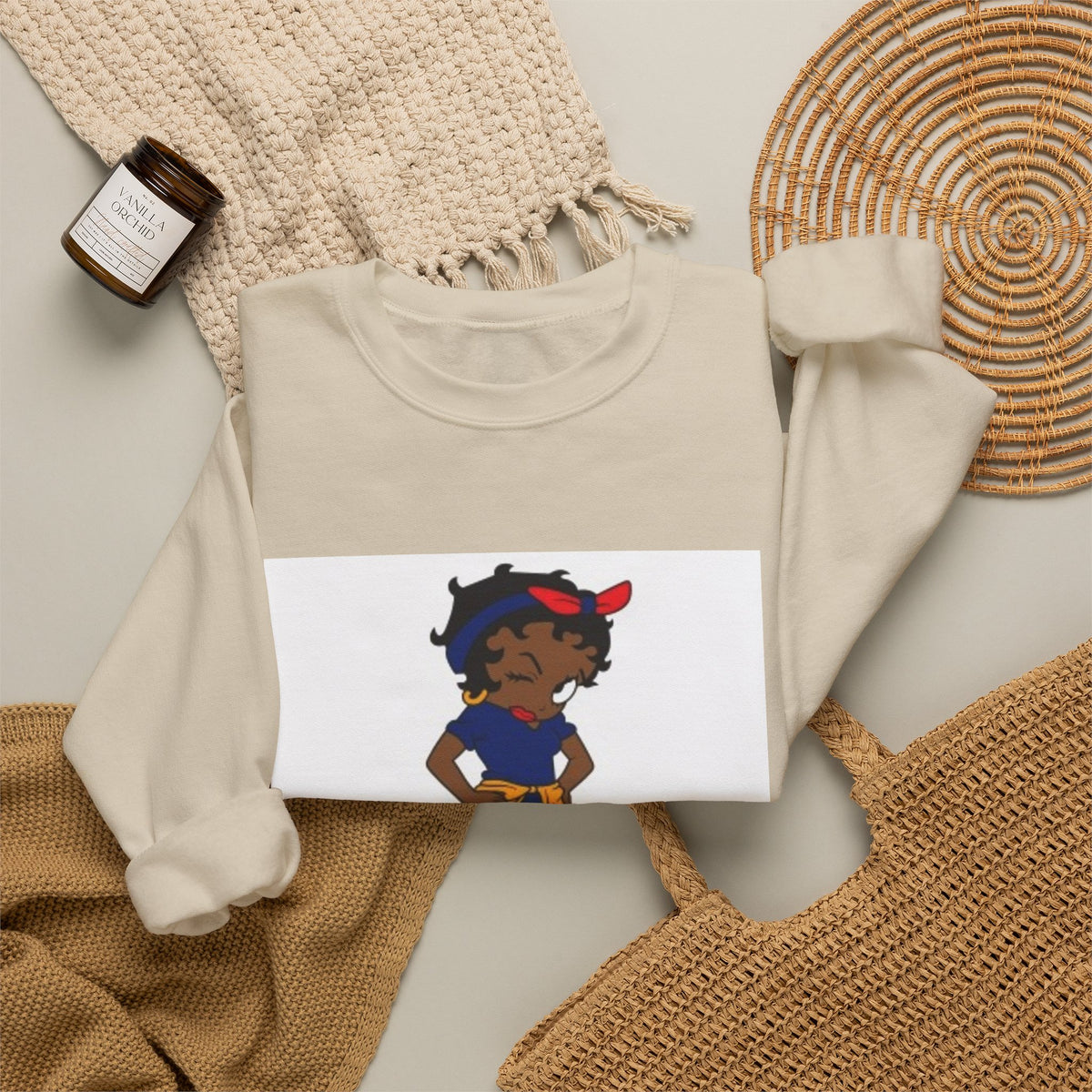 Crewneck Sweatshirt — Cute Girl Illustration Graphic