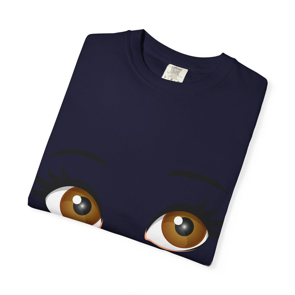 Kiss Face T-Shirt — Playful Lip Print Tee with Flirty Eyes