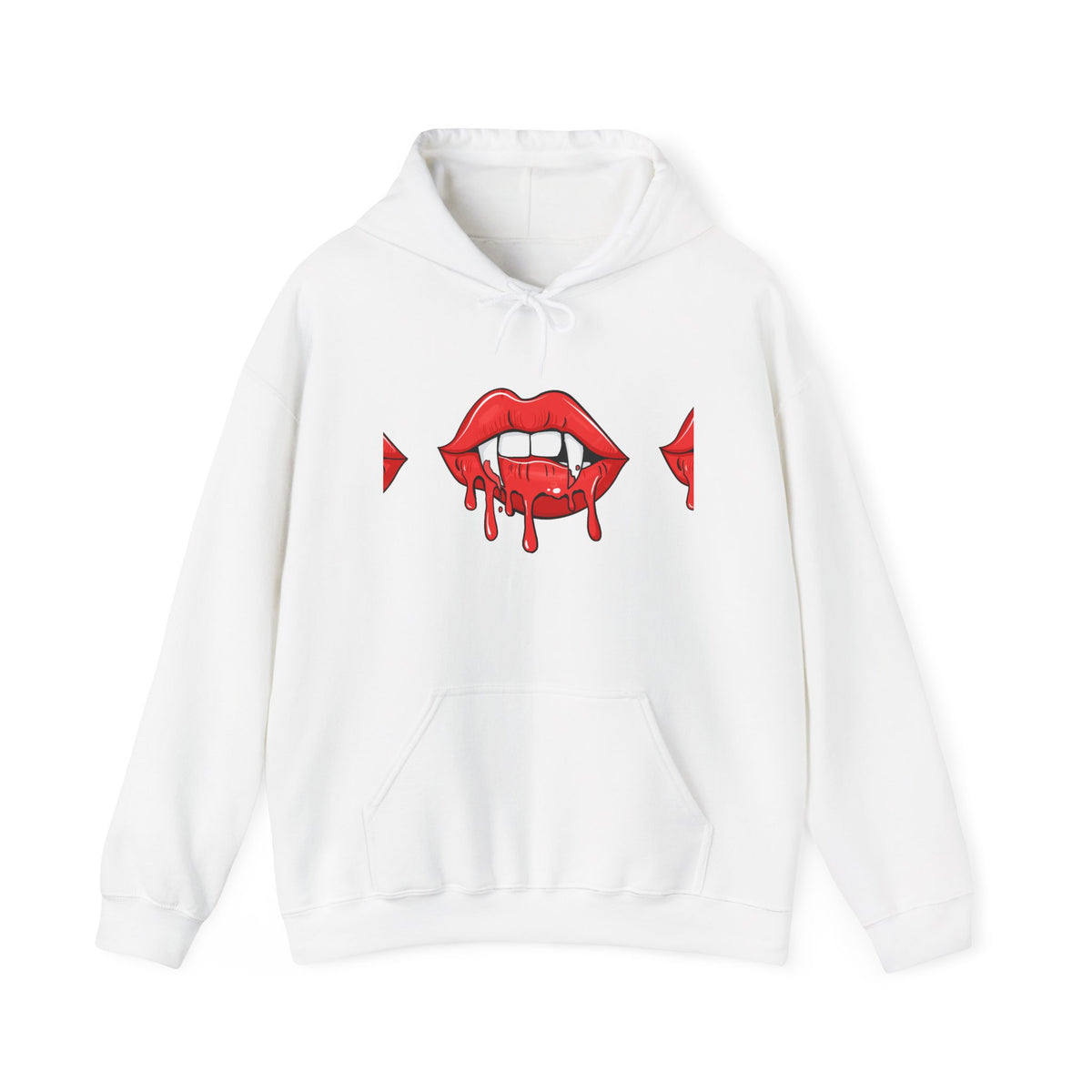 Dripping Red Lips Hoodie — Vampire Bite Graphic Pullover