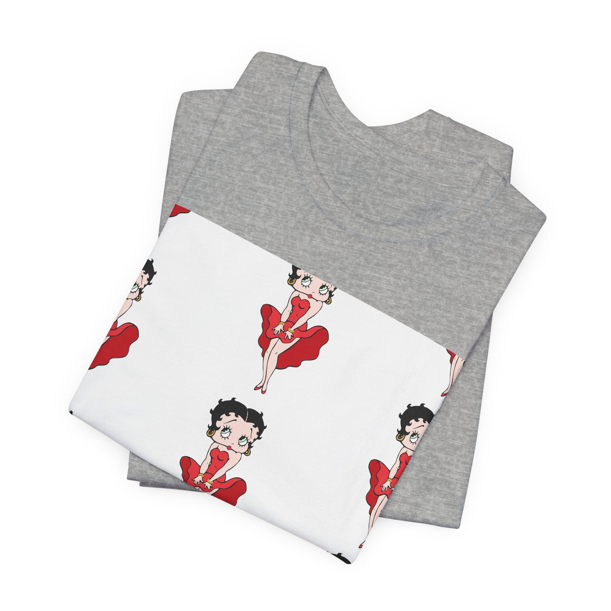Betty Boop Red Dress Pattern Tee — Retro Pinup Cartoon Graphic T-Shirt