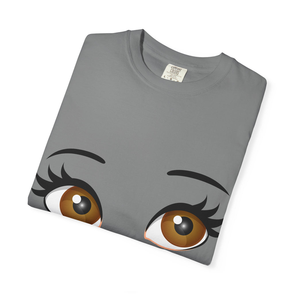 Kiss Face T-Shirt — Playful Lip Print Tee with Flirty Eyes