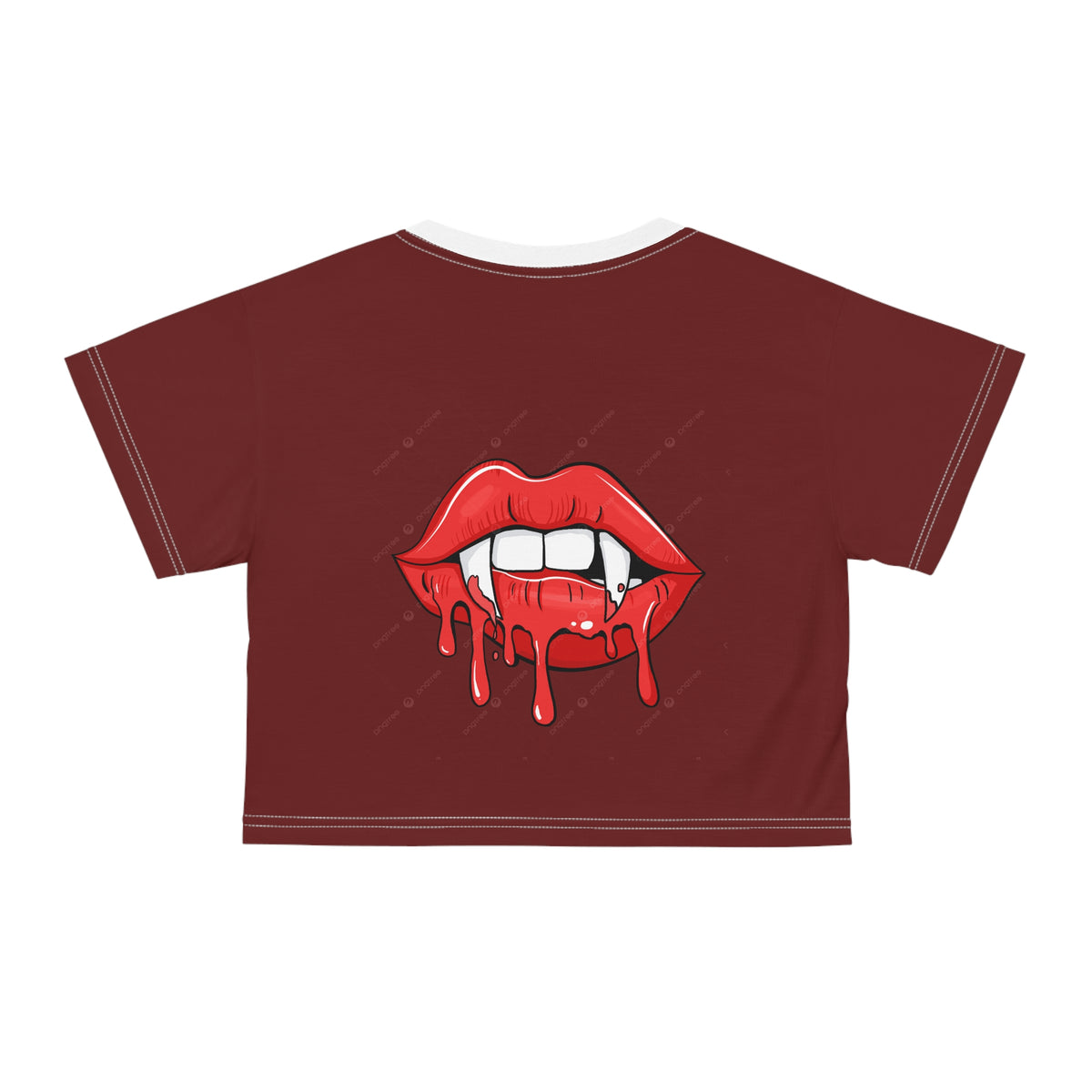 Vampire Drip Crop Tee — Bloody Lips Graphic Crop Top