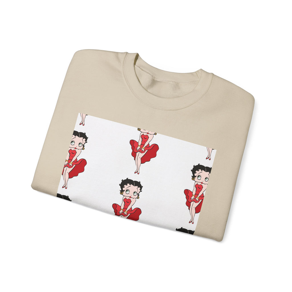 Crewneck Sweatshirt — Retro Betty Boop Patterned Graphic