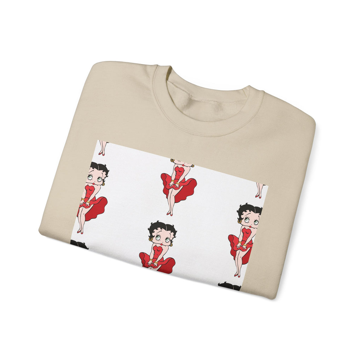Crewneck Sweatshirt — Retro Betty Boop Patterned Graphic