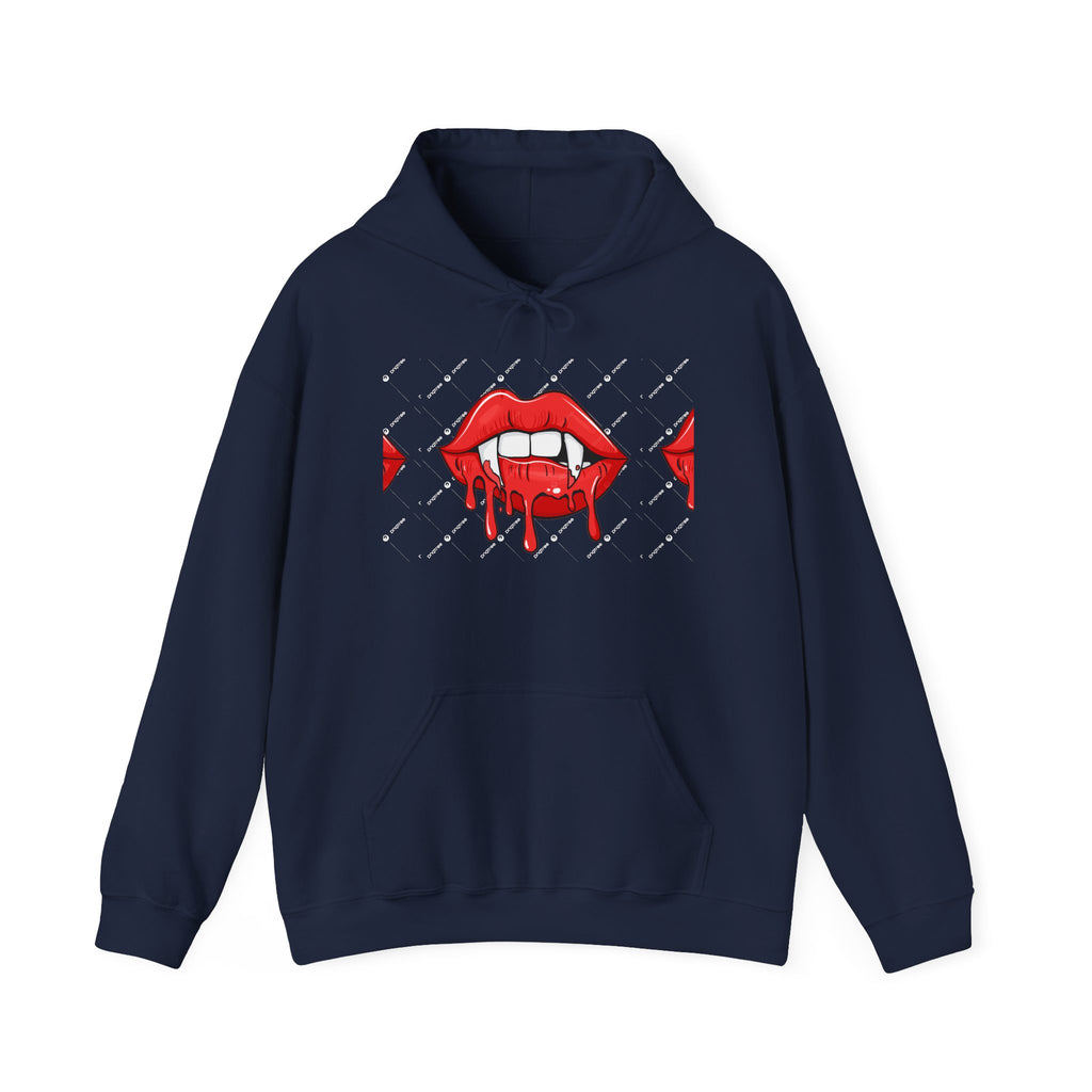 Dripping Red Lips Hoodie — Vampire Bite Graphic Pullover