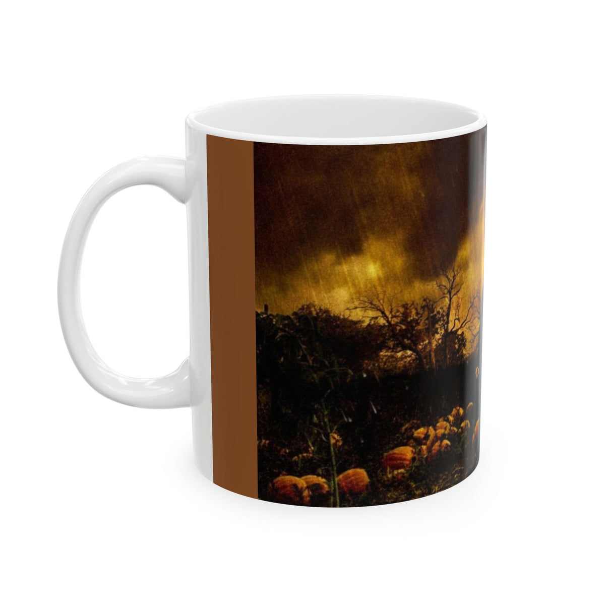 Halloween Horror Pumpkin Field Mug — Spooky Michael-Style Thriller Coffee Cup (11oz/15oz)