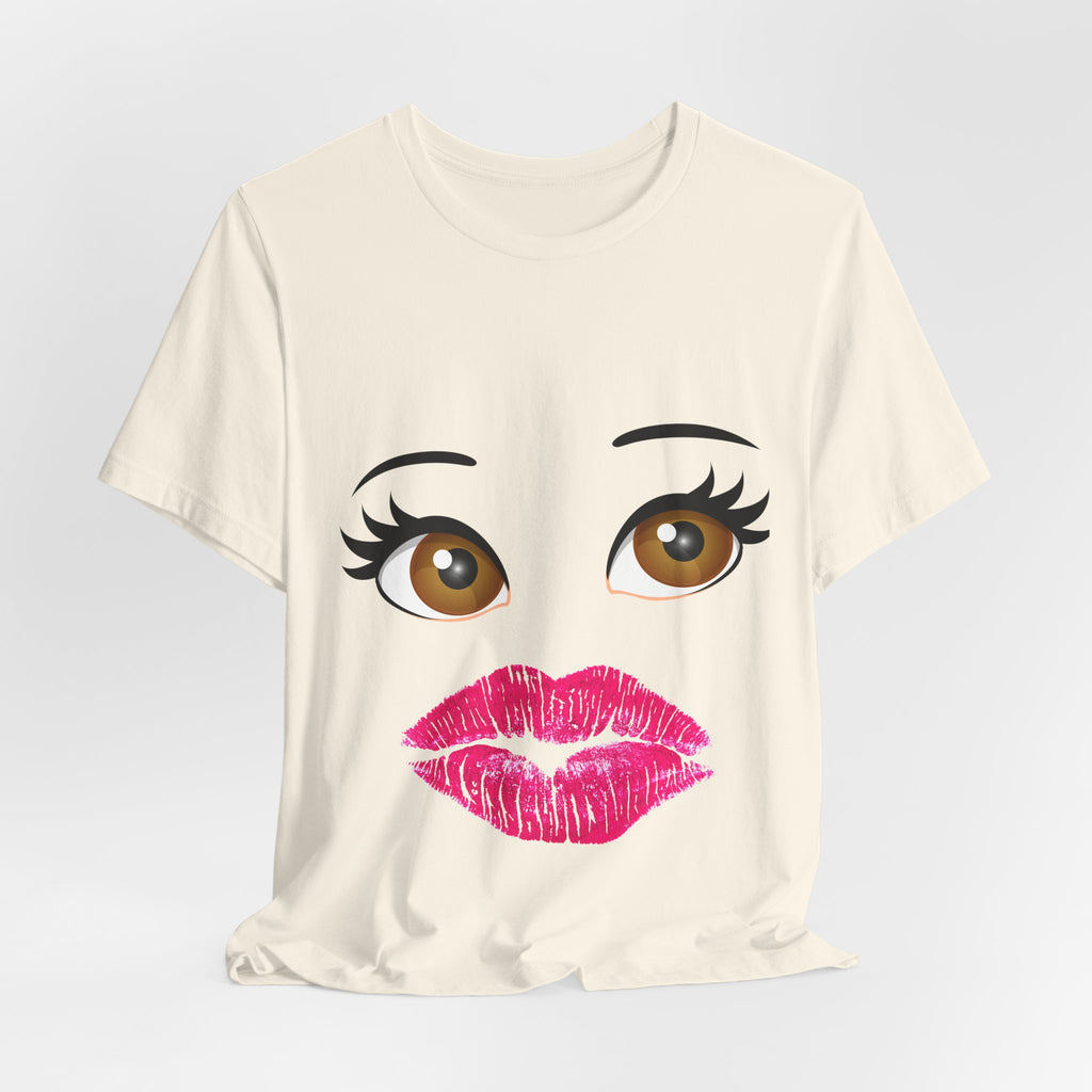 Kiss & Wink Graphic Tee — Cute Lip Print T-Shirt